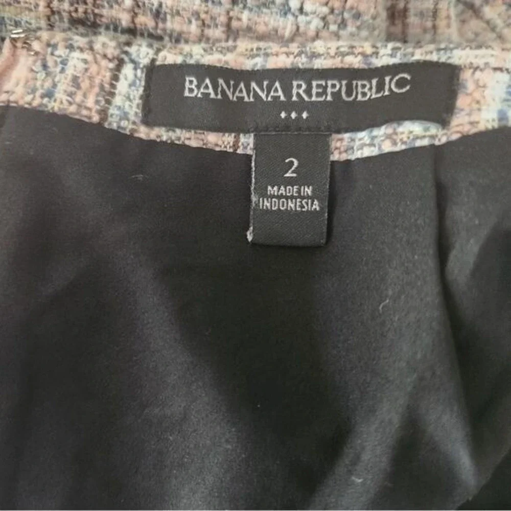 Banana Republic Pink Tweed Skirt Lined Back Slit Sz 2 Academia Office‎ Boardroom